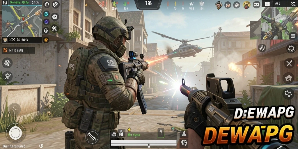 Screenshot DEWAPG menunjukkan aksi intens dalam gameplay TPS.
