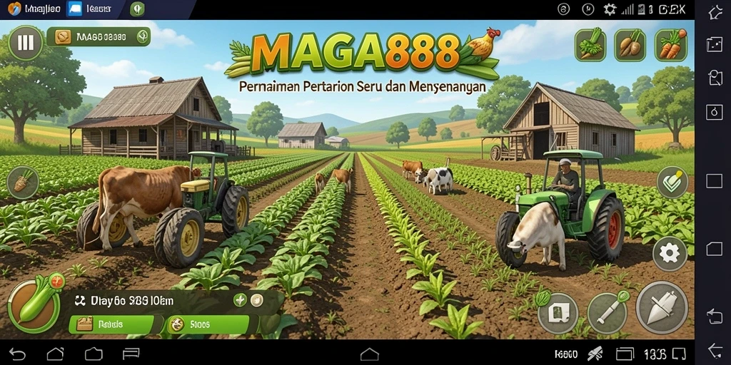 Tampilan permainan MAGA888 yang menarik di ladang pertanian.