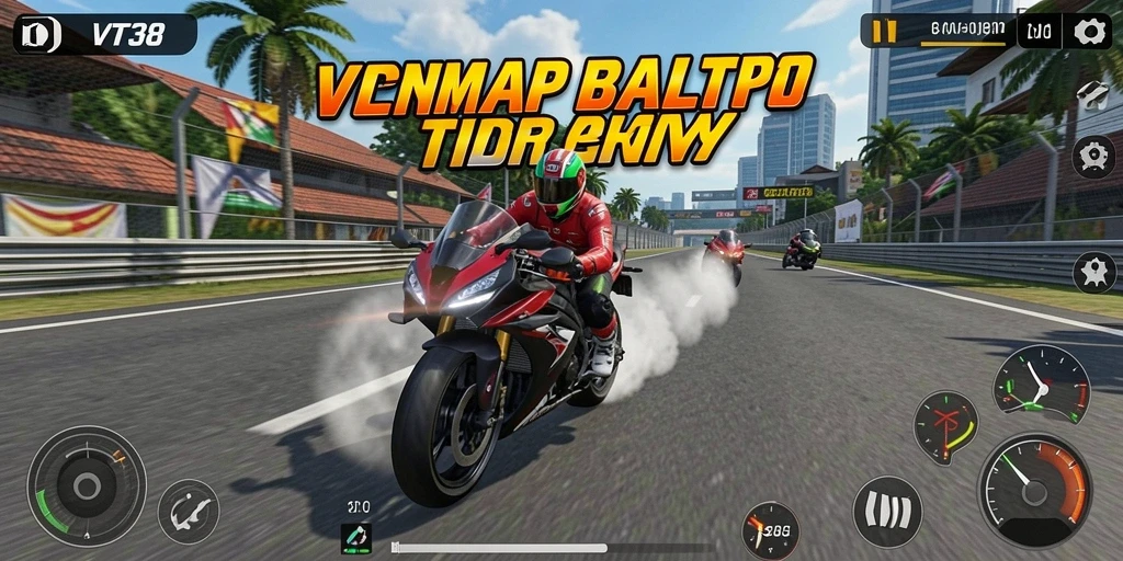 Tampilan gameplay balap motor yang seru dan mendebarkan.